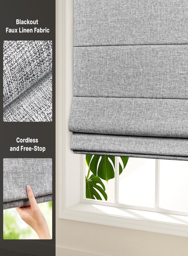 LazBlinds No Tools No Drill Cordless Roman Shades for Windows, Blackout Thermal Insulated UV Blocking Window Blinds, Lightweight Fabric Blinds for Indoor Windows, 25" W x 60" H, Blackout - Grey - Image 3